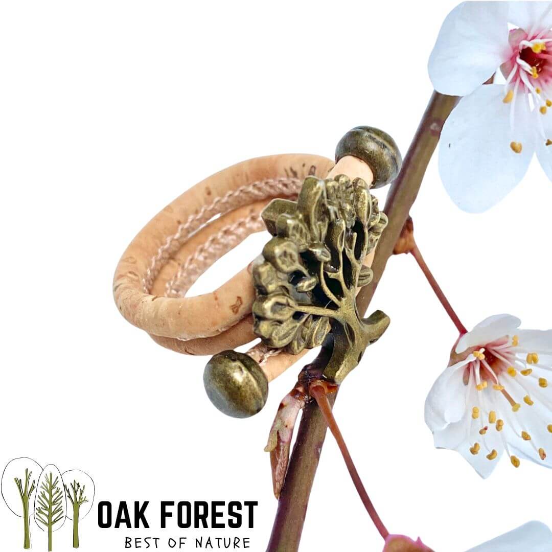 Bague en liège artisanal "Arbre de vie Bronze"