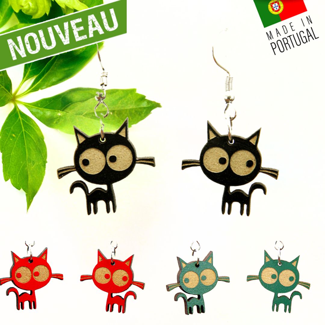 Boucles d'oreilles liège - boucle d'oreille liege - boucles d'oreilles bois - origami - colombes - boucles d'oreilles Vegan - Boucles d'oreilles fantaisie - Boucles d'oreilles légères - Boucles d'oreilles Portugal - Felix le chat - boucles d'oreilles enfant - boucle d'oreille enfant