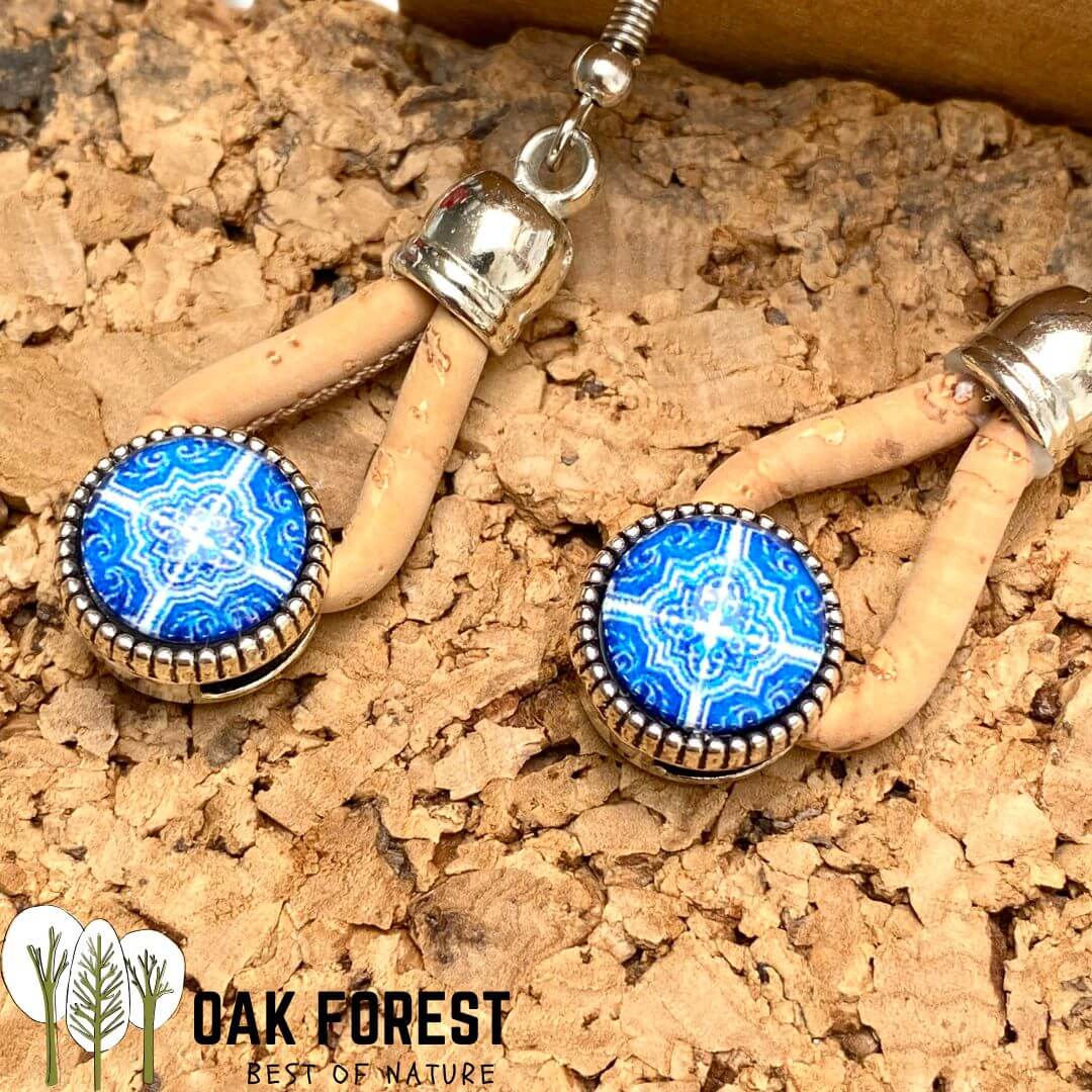 boucles d'oreilles liege - boucle d'oreille liege - bijoux femme vegan - boucles d'oreilles fleurs vertes - bijoux fantaisie femme vegan - boucles d'oreille portugal - boucles d'oreilles en liège portugal