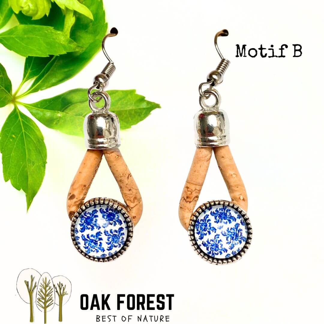 boucles d'oreilles liege - boucle d'oreille liege - bijoux femme vegan - boucles d'oreilles fleurs vertes - bijoux fantaisie femme vegan - boucles d'oreille portugal - boucles d'oreilles en liège portugal