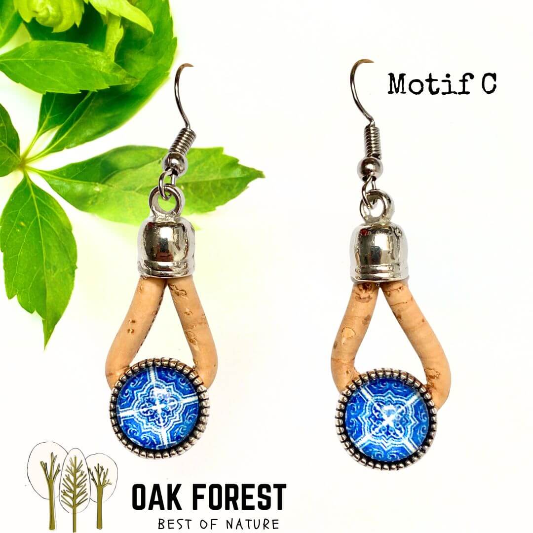 boucles d'oreilles liege - boucle d'oreille liege - bijoux femme vegan - boucles d'oreilles fleurs vertes - bijoux fantaisie femme vegan - boucles d'oreille portugal - boucles d'oreilles en liège portugal