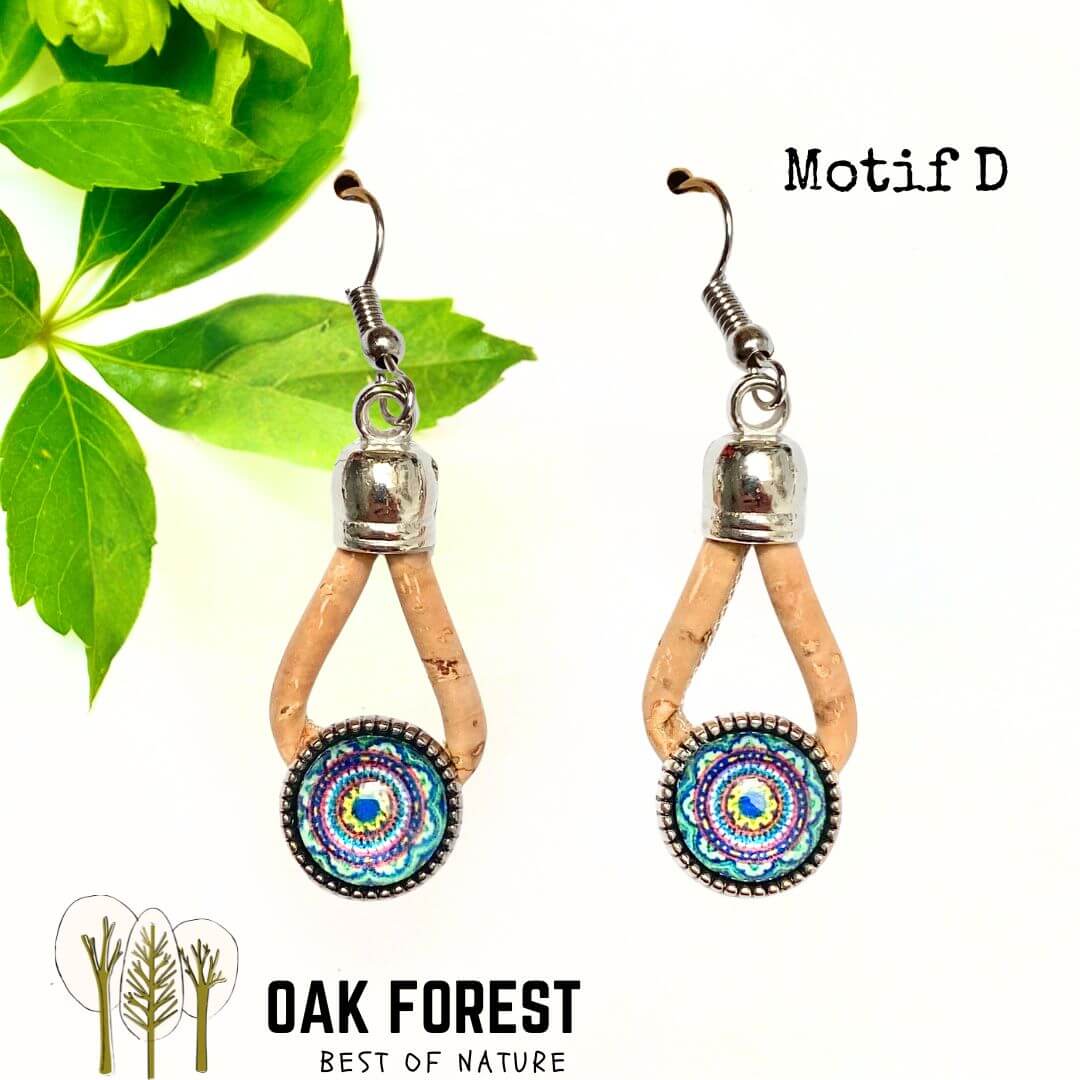 boucles d'oreilles liege - boucle d'oreille liege - bijoux femme vegan - boucles d'oreilles fleurs vertes - bijoux fantaisie femme vegan - boucles d'oreille portugal - boucles d'oreilles en liège portugal