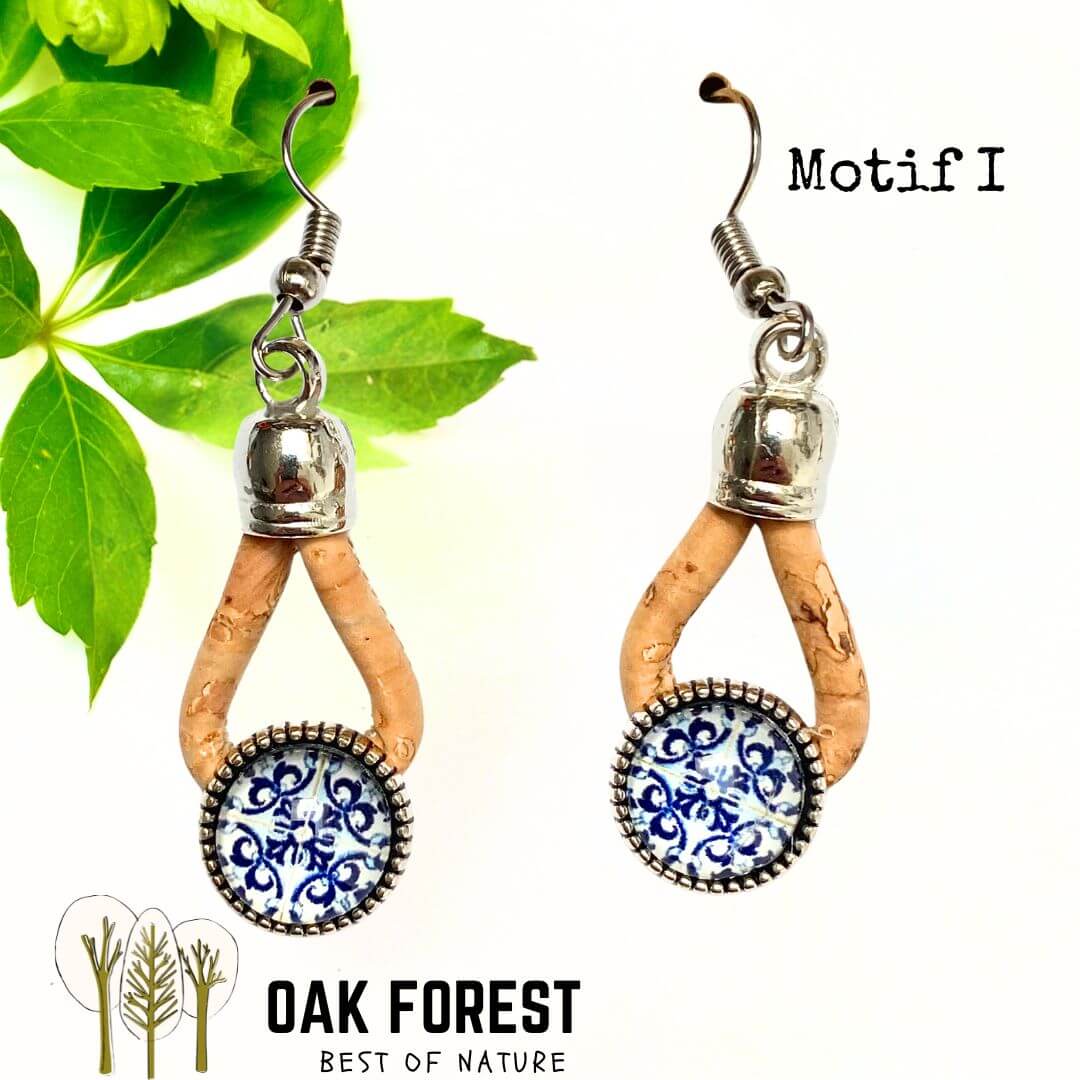 boucles d'oreilles liege - boucle d'oreille liege - bijoux femme vegan - boucles d'oreilles fleurs vertes - bijoux fantaisie femme vegan - boucles d'oreille portugal - boucles d'oreilles en liège portugal