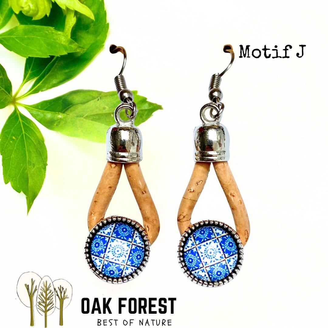 boucles d'oreilles liege - boucle d'oreille liege - bijoux femme vegan - boucles d'oreilles fleurs vertes - bijoux fantaisie femme vegan - boucles d'oreille portugal - boucles d'oreilles en liège portugal