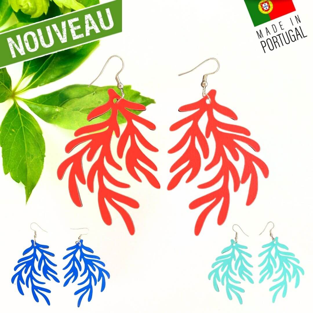 boucles d'oreilles femme liege - boucles d'oreilles fleurs - boucles d'oreille portugal - boucle d'oreille femme légère - boucles d'oreille orange - boucles d'oreilles originales- bijoux liege - bijou en liege portugal - boucle d'oreille liege - bijoux vegan