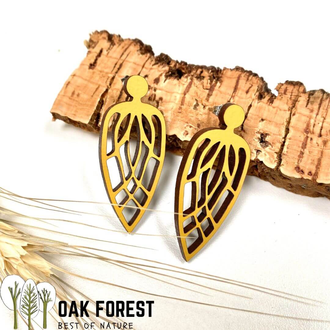 boucles d'oreilles femme liege - boucles d'oreilles fleurs - boucles d'oreille portugal - boucle d'oreille femme légère - boucles d'oreille orange - boucles d'oreilles originales- bijoux liege - bijou en liege portugal - boucle d'oreille liege - bijoux vegan - boucle d'oreille bois femme - Wood Earring