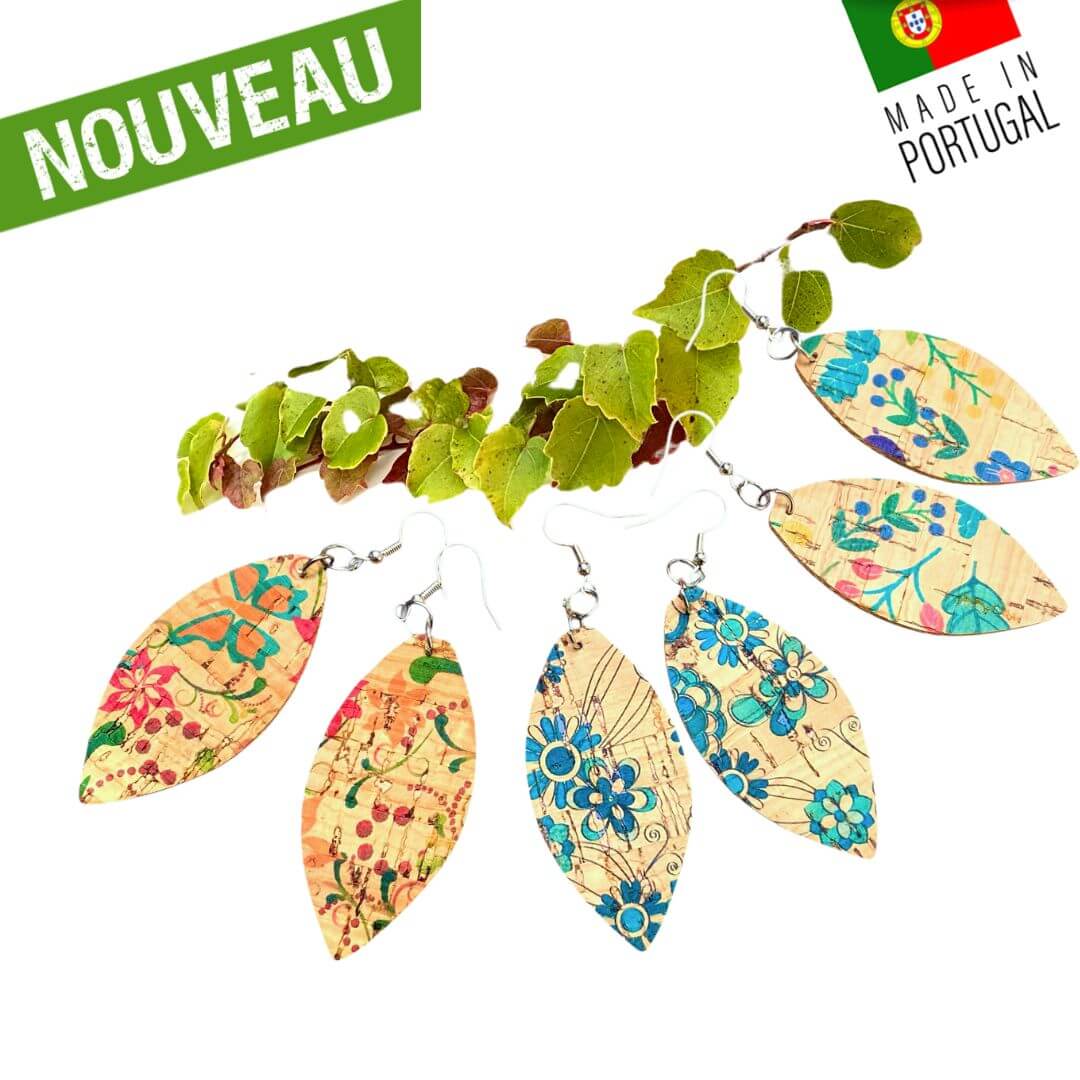 Boucles d'oreilles liège - boucle d'oreille liege - boucles d'oreilles bois - origami - colombes - boucles d'oreilles Vegan - Boucles d'oreilles fantaisie - Boucles d'oreilles légères - Boucles d'oreilles Portugal - arabesque - Alhambra