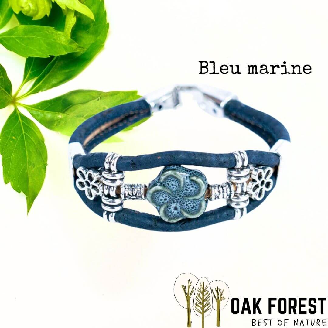 bracelet liege femme pas cher - bracelet liege fleuri - bracelet liège pour femme - bijoux en liège fleuri - bijoux femme portugal - idée cadeau fête des mères - bracelet fille vegan- bijou en bois - bijoux liege - bijou portugal - bijoux fantaisie pas cher