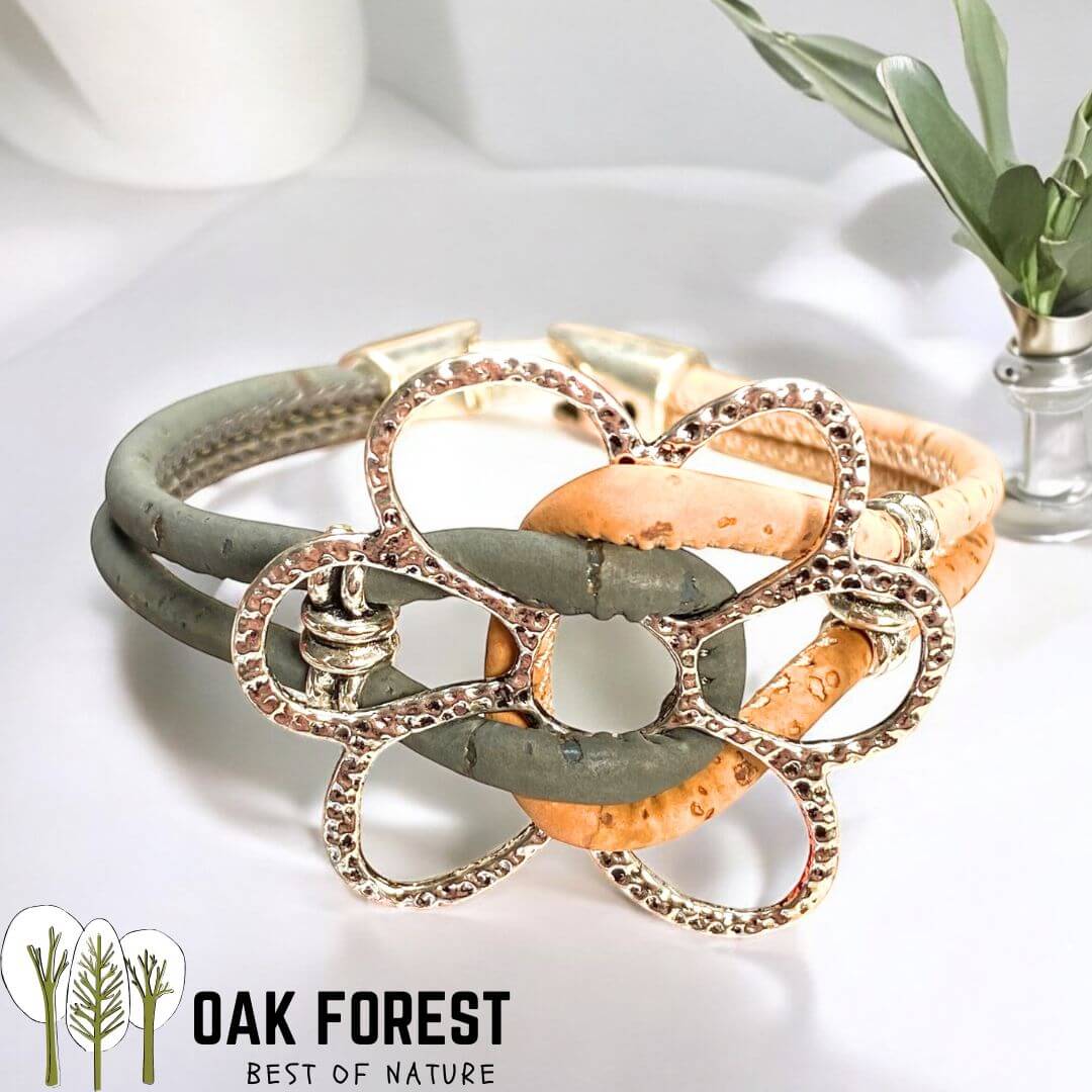 bracelet liege femme pas cher - bracelet liege fleuri - bracelet liège pour femme - bijoux en liège fleuri - bijoux femme portugal - idée cadeau fête des mères - bracelet fille vegan- bijou en bois - bijoux liege - bijou portugal - bijoux fantaisie pas cher - bracelet flower - bracelet femme fleurs