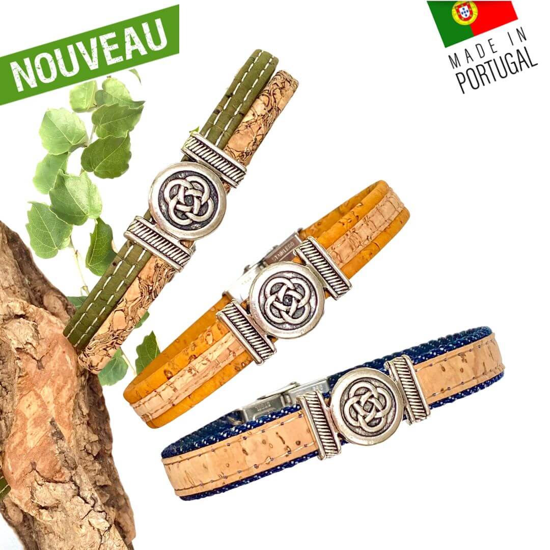 bracelet perle liege - bracelet mixte vegan - bracelet homme vegan - bracelet femme vegan - bracelet fantaisie naturel - bracelet portugal fait main - bracelet pas cher - idée cadeau homme - bracelet perles mixte - bracelet made in france - bracelet celtique