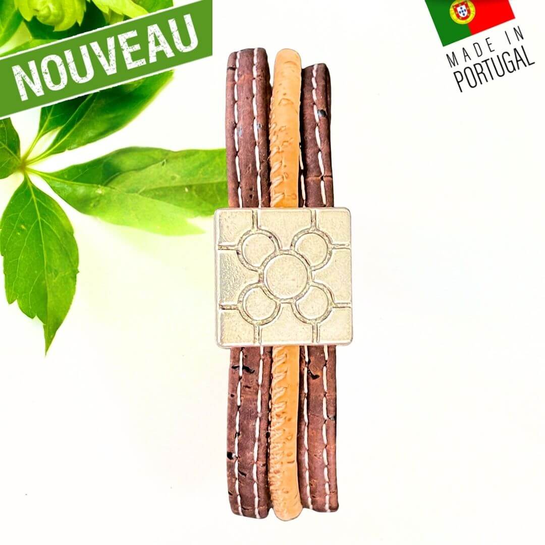 bracelet liege femme pas cher - bracelet liege fleuri - bracelet liège pour femme - bijoux en liège fleuri - bijoux femme portugal - idée cadeau fête des mères - bracelet fille vegan- bijou en bois - bijoux liege - bijou portugal - bijoux fantaisie pas cher