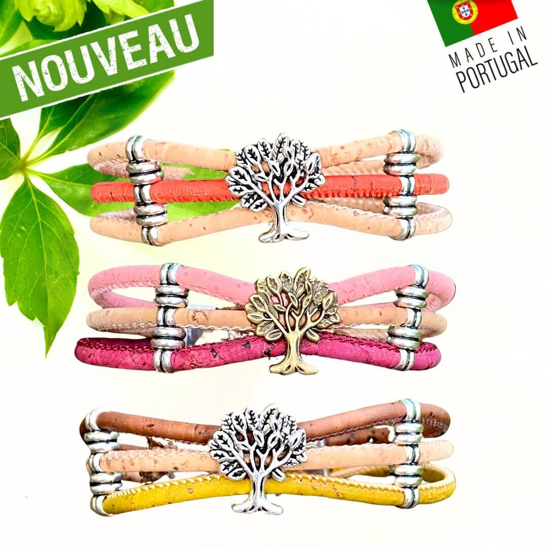 bracelet liege femme pas cher - bracelet liege fleuri - bracelet liège pour femme - bijoux en liège fleuri - bijoux femme portugal - idée cadeau fête des mères - bracelet fille vegan- bijou en bois - bijoux liege - bijou portugal - bijoux fantaisie pas cher