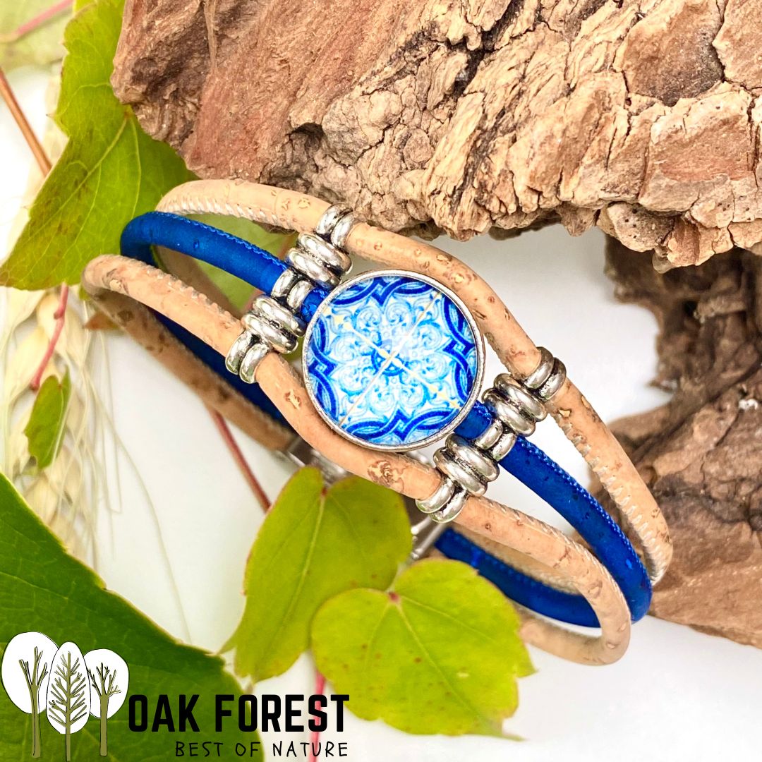 bracelet liege femme vegan - bracelet en liege - bracelet liège portugal - bracelet liège noir et or - bracelet femme noir or - bracelet en liège vegan - bracelet chic - bracelet en bois vegan femme - bracelet bleu marine femme portugal liege - bracelet azuléjos portugais