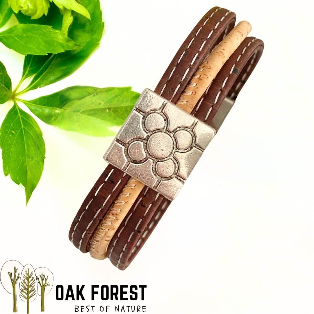 bracelet liege femme pas cher - bracelet liege fleuri - bracelet liège pour femme - bijoux en liège fleuri - bijoux femme portugal - idée cadeau fête des mères - bracelet fille vegan- bijou en bois - bijoux liege - bijou portugal - bijoux fantaisie pas cher