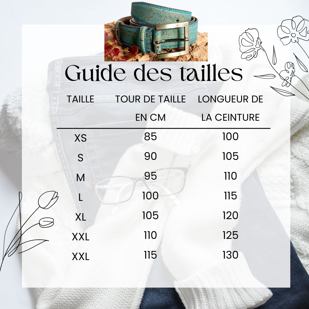 Ceinture artisanale en liège naturel Bleu