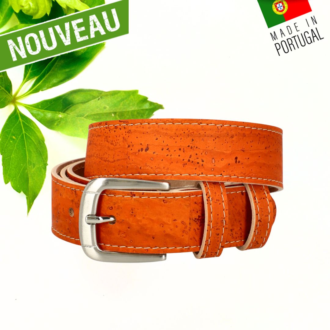 ceinture liège - ceinture vegan - ceinture en liège - ceinture liege - ceinture en liege - ceinture cuir vegan - ceinture homme cuir végétal - ceinture artisanale homme - ceinture naturelle - ceinture large liège - ceinture beige mariage - mariage bohème - mariage champêtre- ceinture orange liege