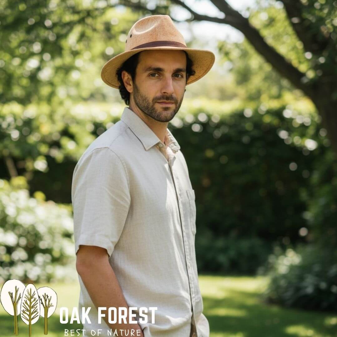 chapeau panama homme en liège naturel fabriqué au portugal pour se protéger des UV du soleil et de la pluie. Finitions haute gamme