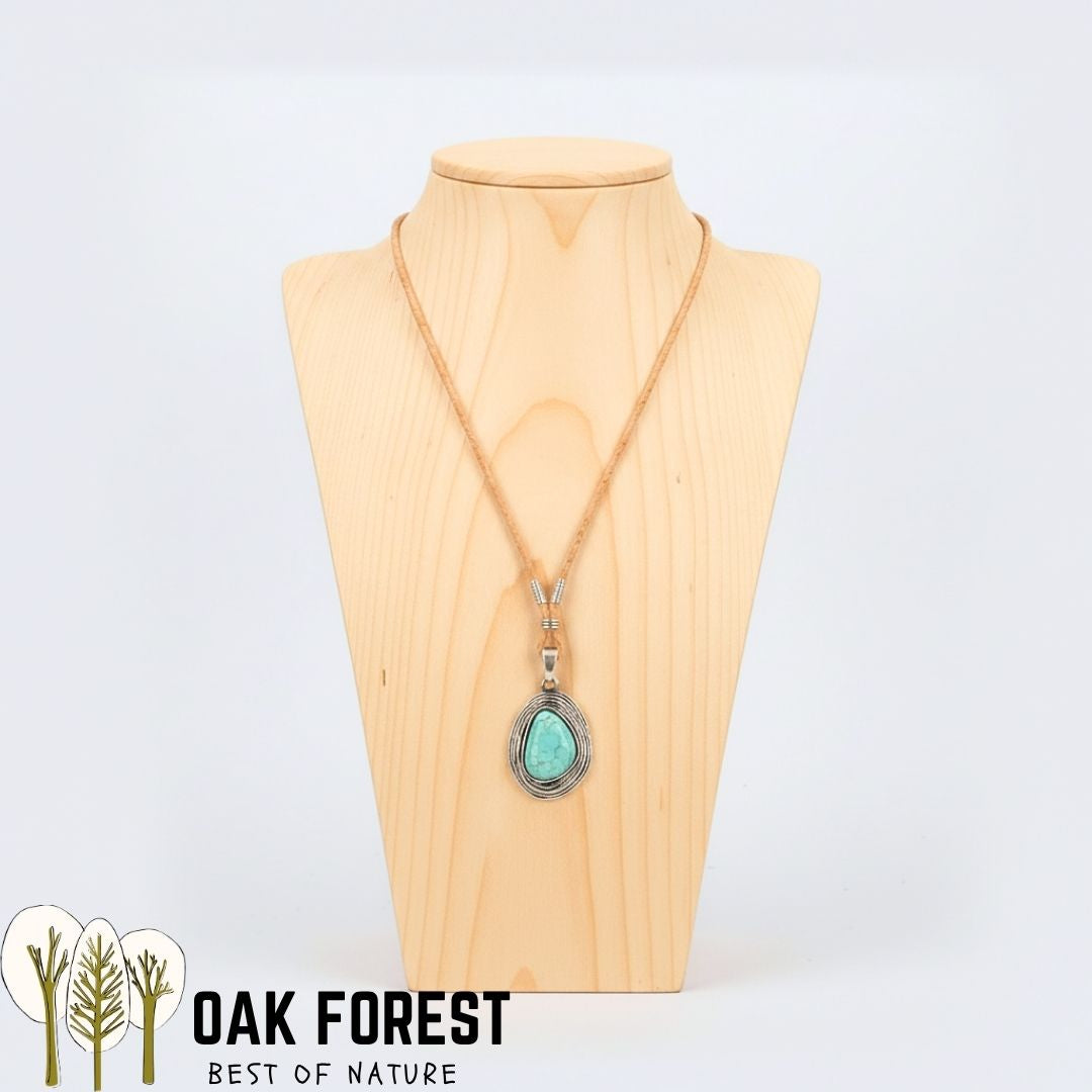 collier femme perle bleu turquoise et son collier en cordon de liège du portugal