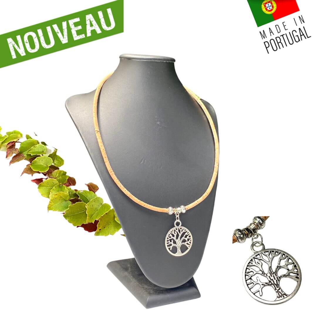 collier en liege femme - collier arbre de vie - collier made in Portugal