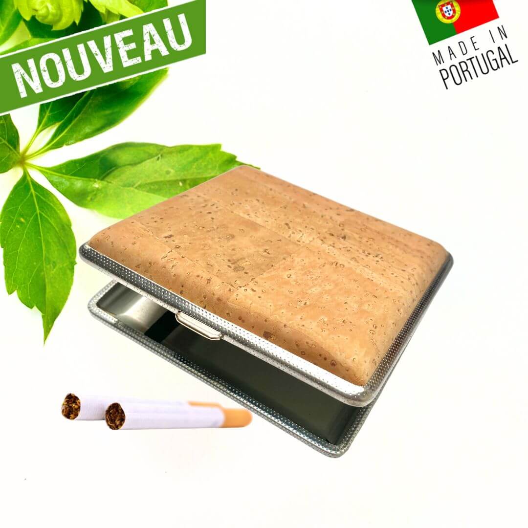 boite a cigarette vegan en métal - boite a cigarette - etui a cigarette - boite rangement cigarette - range cigarette - etuiliege pour cigarette - etui liege portugal - coffre a cigarettes
