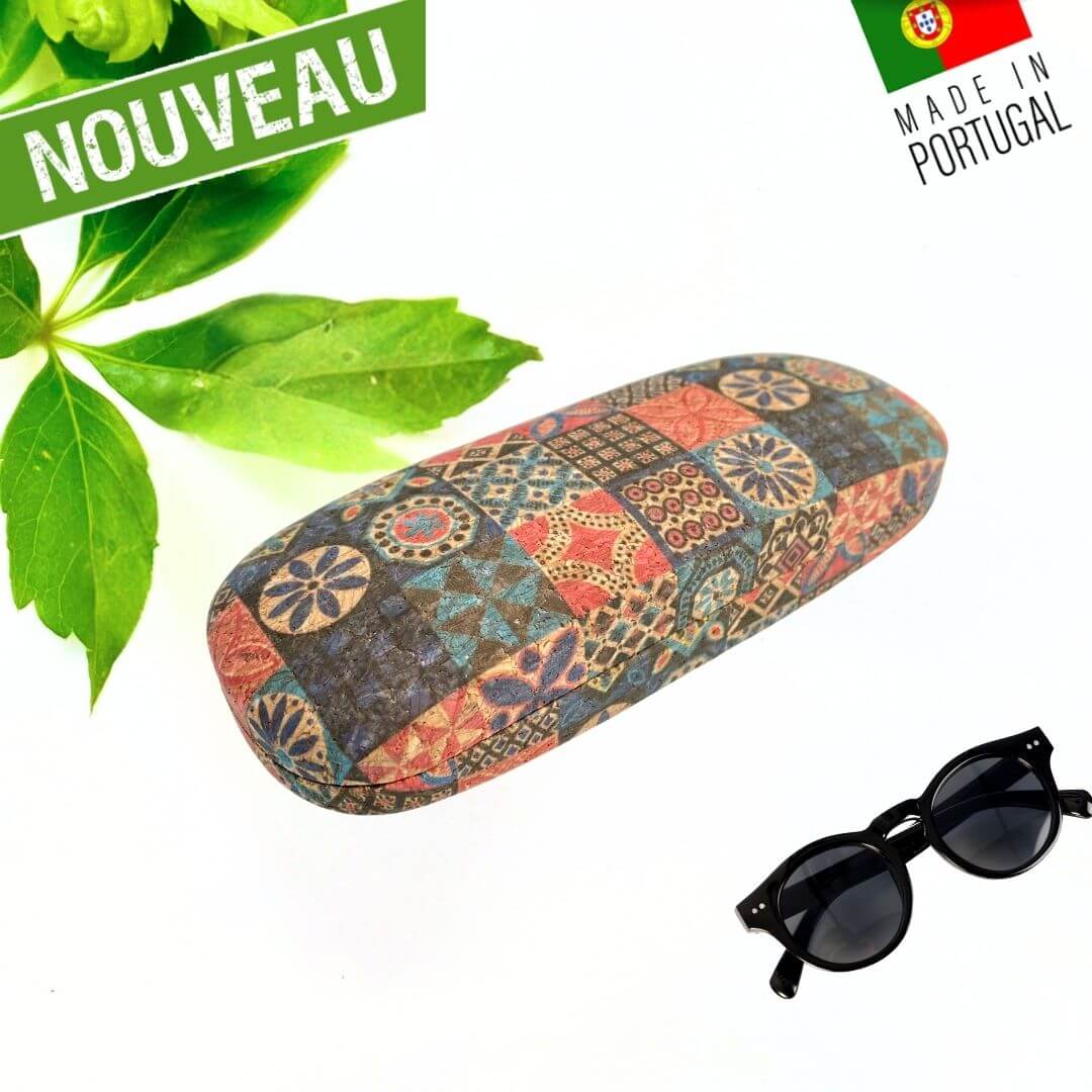 etui à lunettes rigide en liège portugais motif azulejos