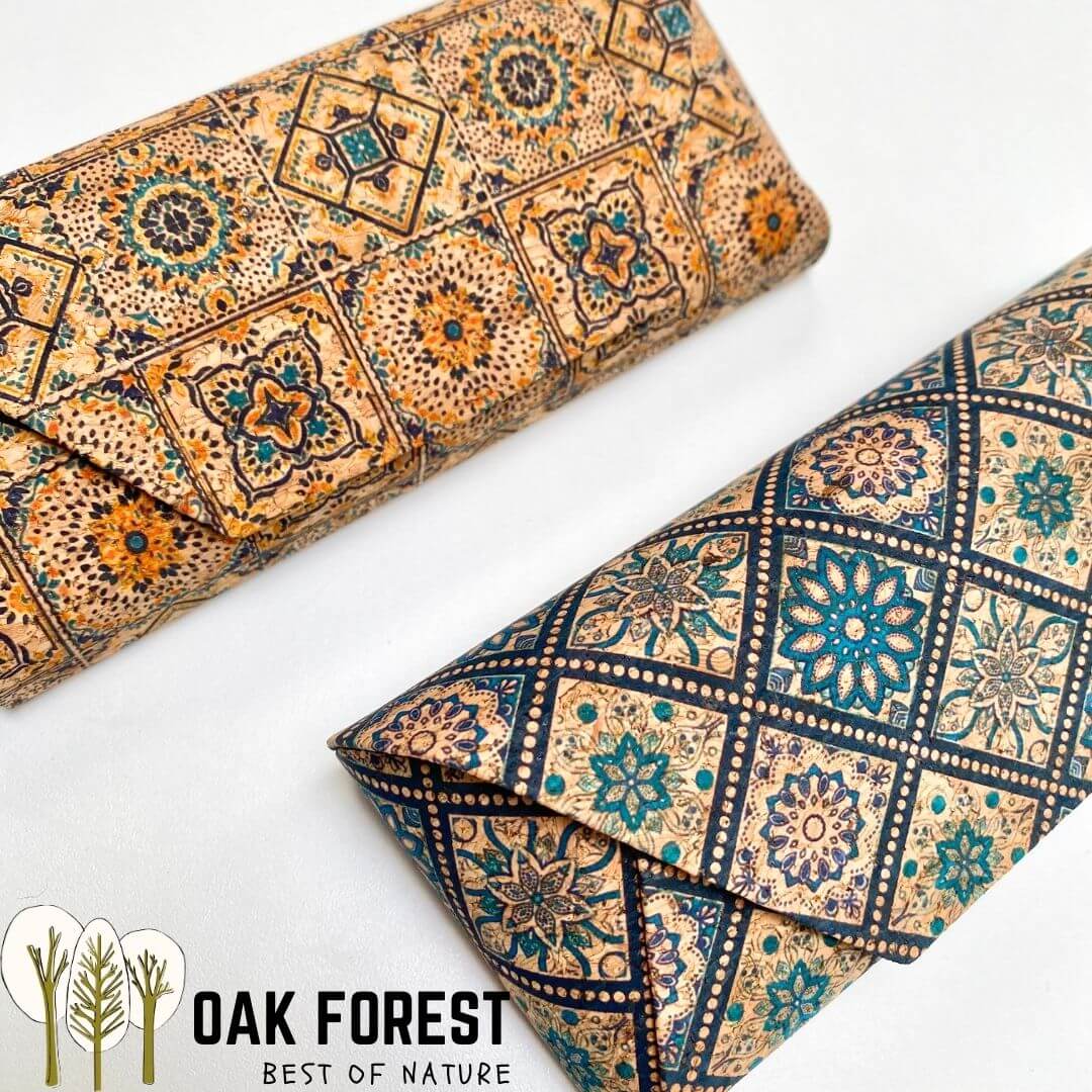 zoom gros plan etui lunettes liege naturel motif artisanal portugais