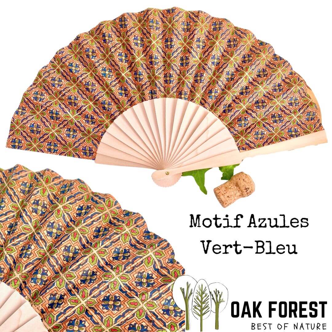 eventail femme vegan - éventail en liège - éventail artisanal - éventail bois - idée cadeau femme - idée cadeau fête des mères - éventail espagnol - eventail fleuri - éventail - ventilation été - éventail pour femme - joli éventail en liège -