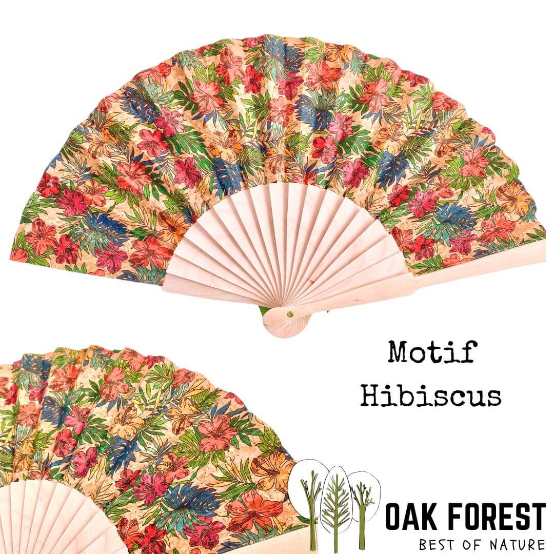 eventail femme vegan - éventail en liège - éventail artisanal - éventail bois - idée cadeau femme - idée cadeau fête des mères - éventail espagnol - eventail fleuri - éventail - ventilation été - éventail pour femme - joli éventail en liège -