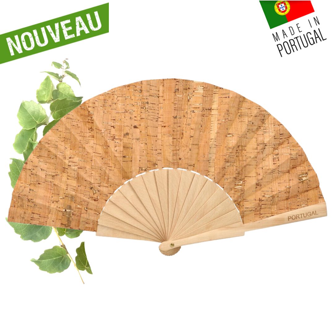 eventail femme vegan - éventail en liège - éventail artisanal - éventail bois - idée cadeau femme - idée cadeau fête des mères - éventail espagnol - eventail fleuri - éventail - ventilation été - éventail pour femme - joli éventail en liège -