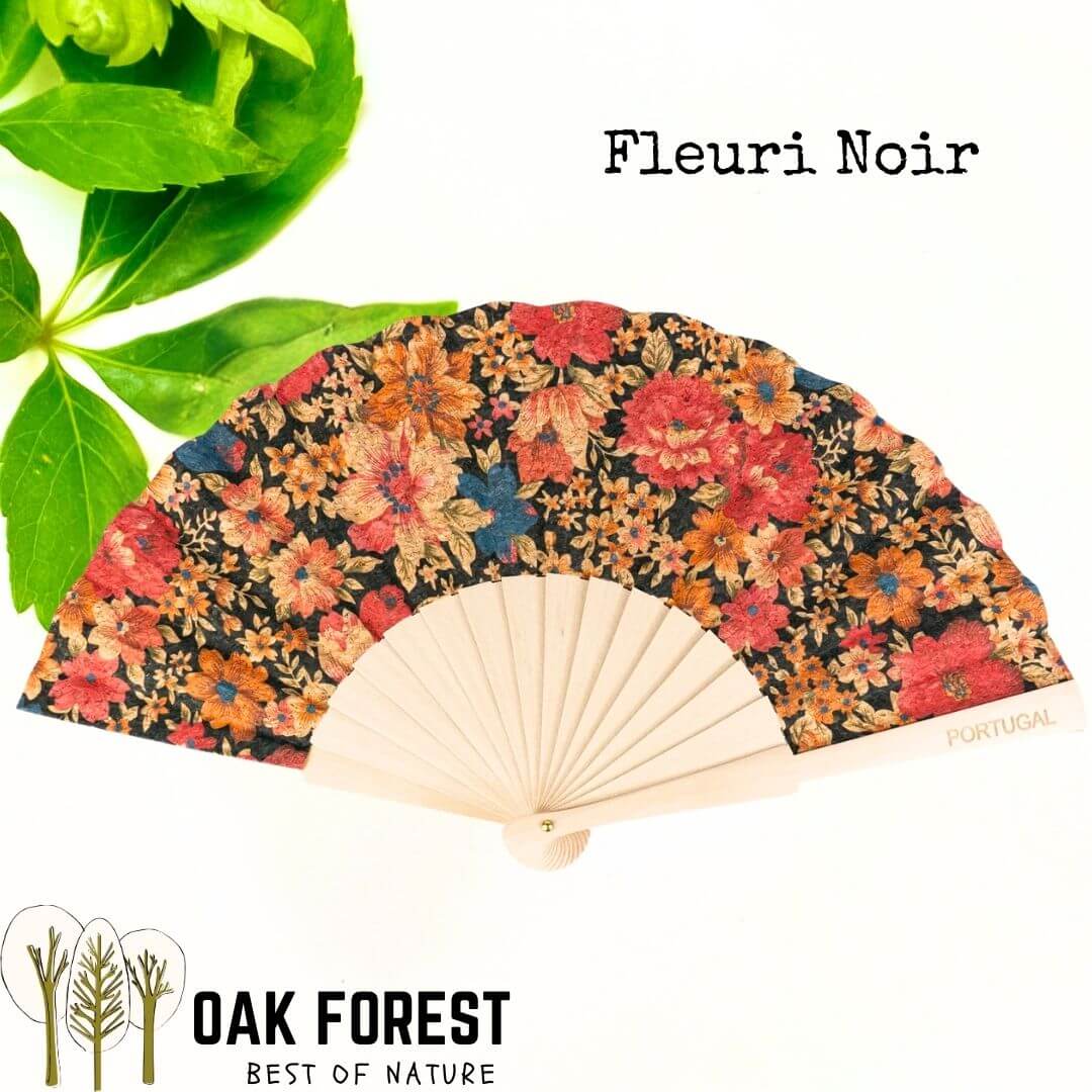 eventail femme vegan - éventail en liège - éventail artisanal - éventail bois - idée cadeau femme - idée cadeau fête des mères - éventail espagnol - eventail fleuri - éventail - ventilation été - éventail pour femme - joli éventail en liège -