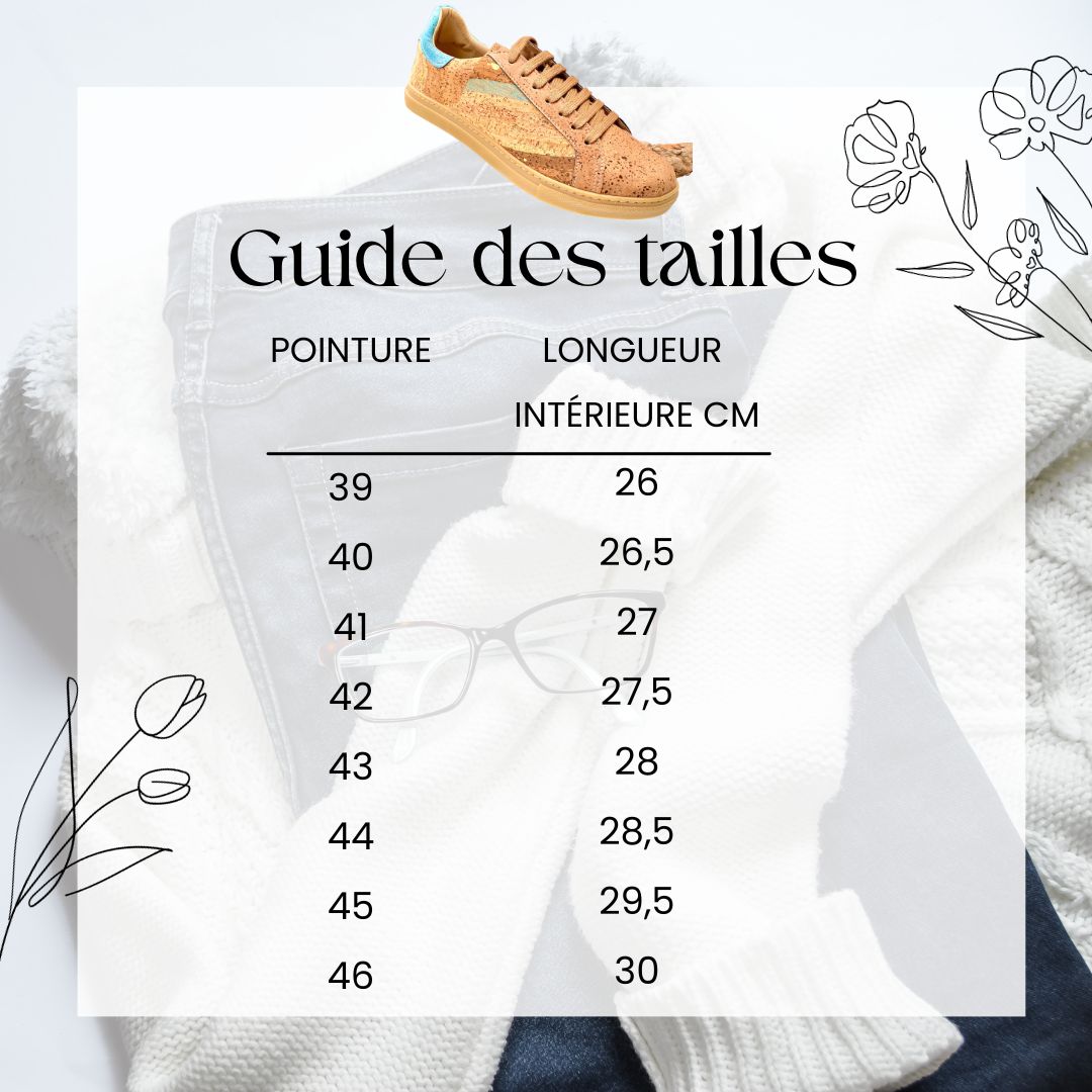 Chaussures en liège "caméléon Bleu" - Baskets en liège naturel