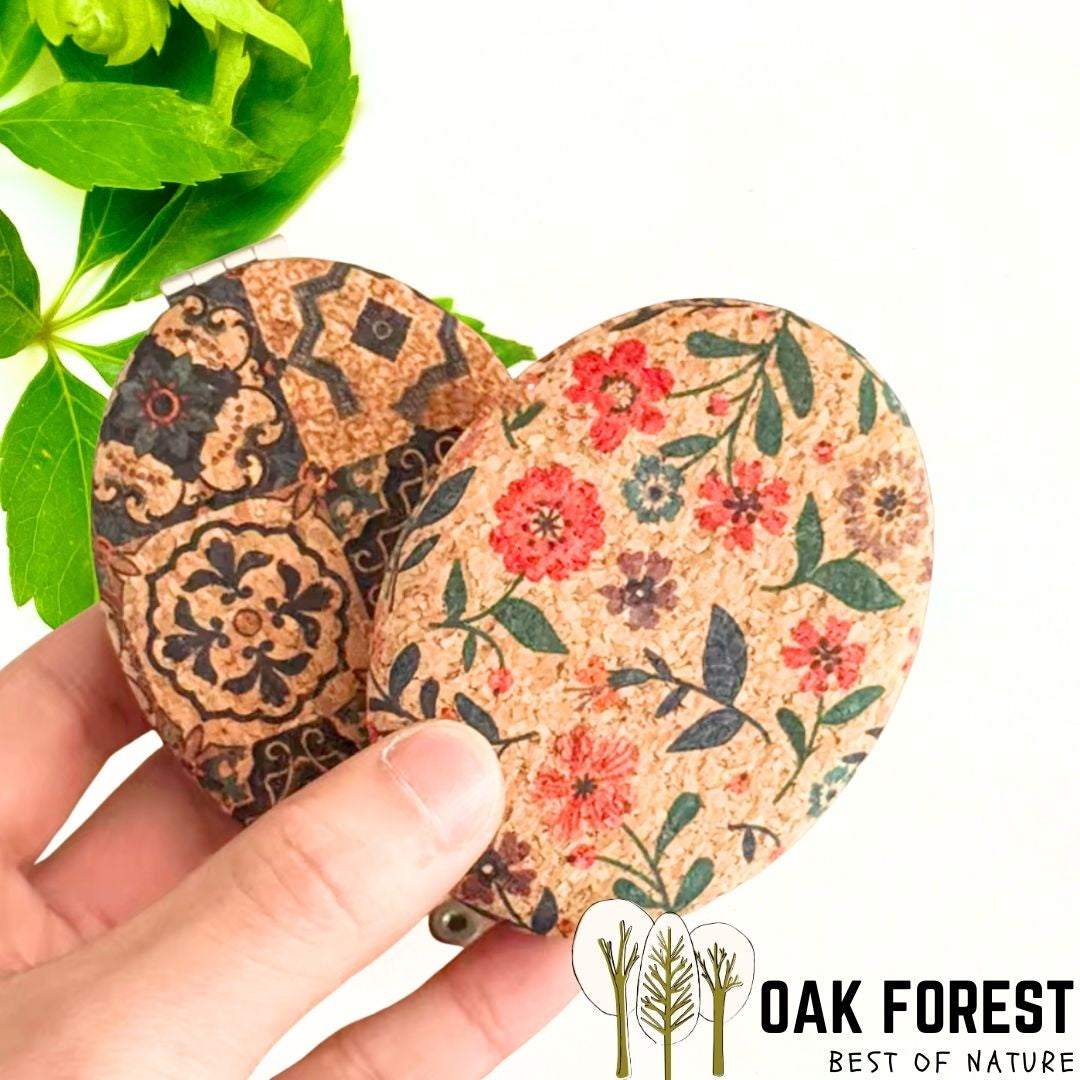 miroir de poche en liege - miroir de poche femme liège - idée cadeau femme - indispensable sac femme - miroir vegan