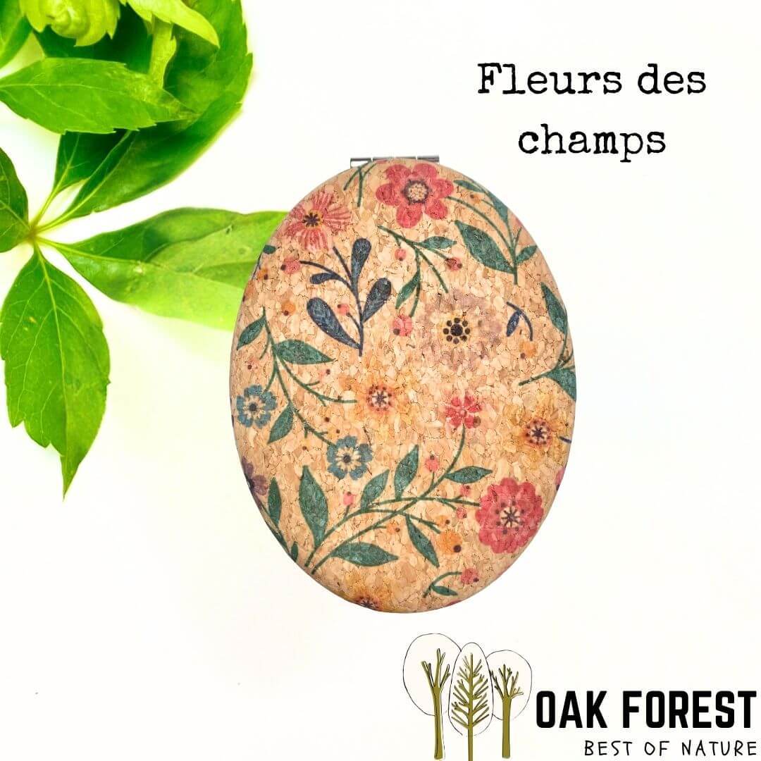 miroir de poche en liege - miroir de poche femme liège - idée cadeau femme - indispensable sac femme - miroir vegan