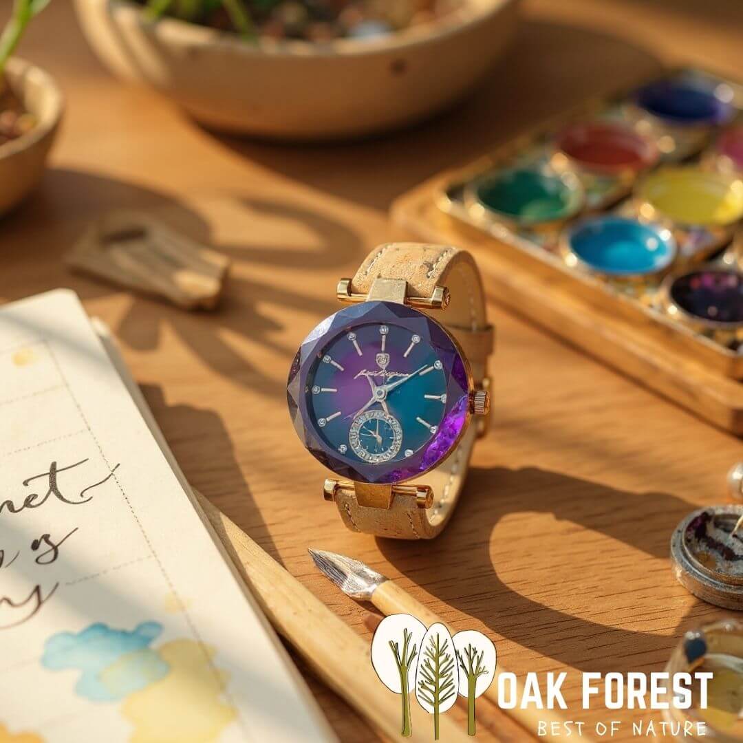 montre vegan en liege - montre liege portugal - montre cuir végétal - montre mixte - montre femme - montre homme - montre naturel pas cher - montre femme vegan en liege rose - montre blanche - montre japon - montre femme flower - montre hippie vegan