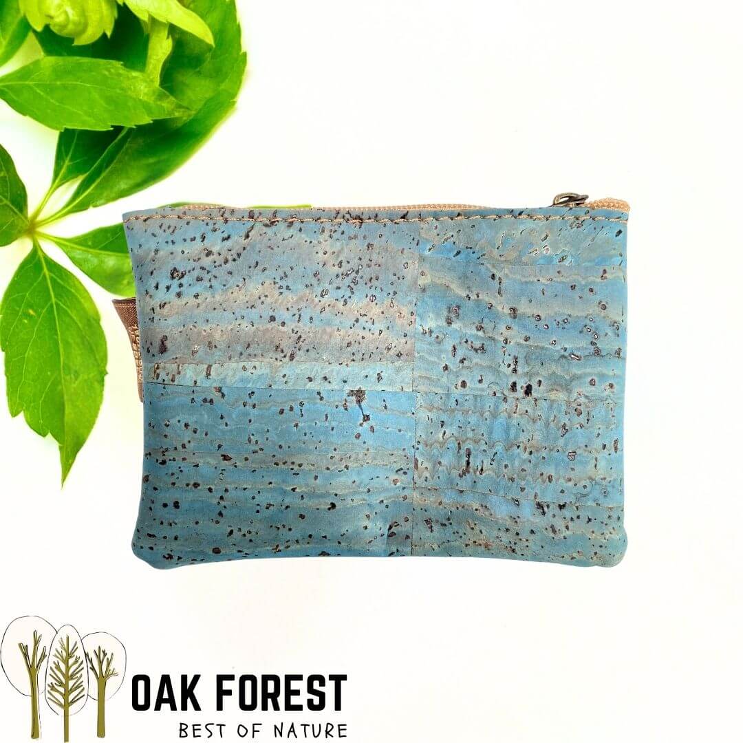 porte-monnaie arrière en liège bicolore bleu et naturel