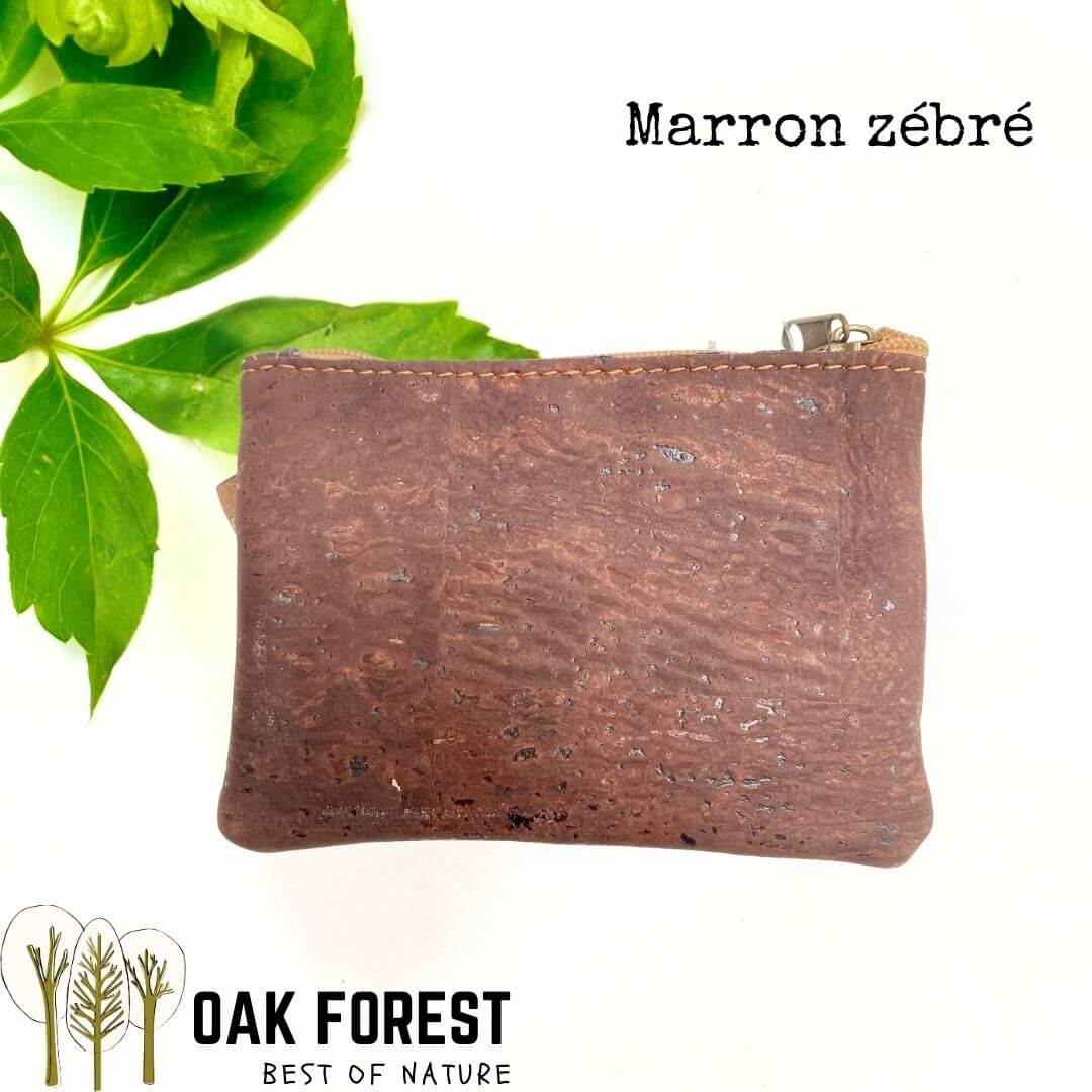 Porte-monnaie en liège marron chocolat arriere