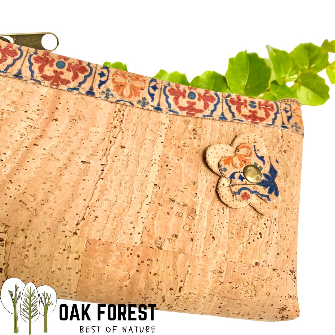 pochette liege - pochette liège - trousse liege vegan - trousse vegan cuir végétal - trousse mandala naturelle - trousse en liège - trousse cuir Vegan - pochette vegan liege - AZULES PORTUGAIS