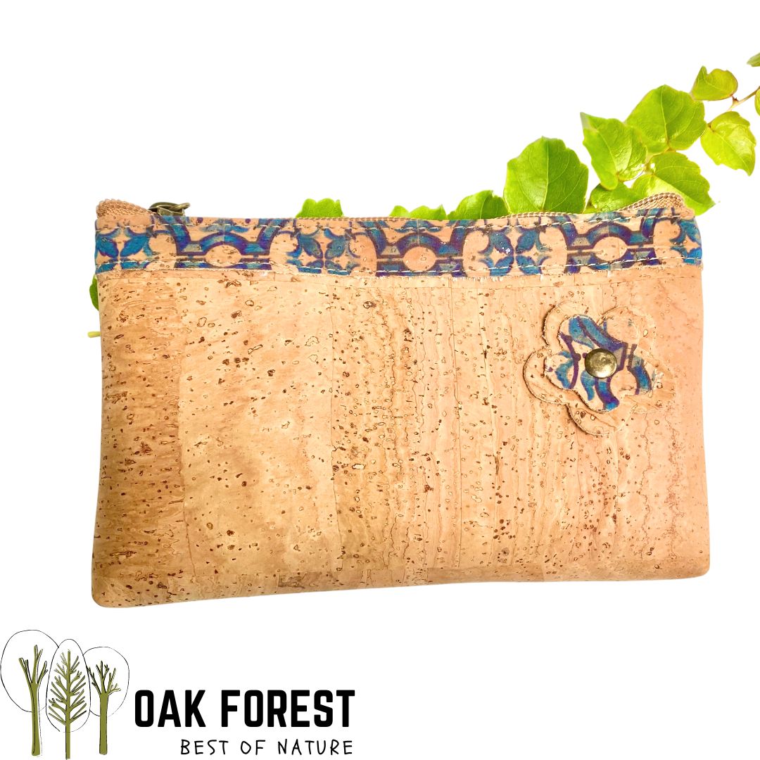 pochette liege - pochette liège - trousse liege vegan - trousse vegan cuir végétal - trousse mandala naturelle - trousse en liège - trousse cuir Vegan - pochette vegan liege - AZULES PORTUGAIS