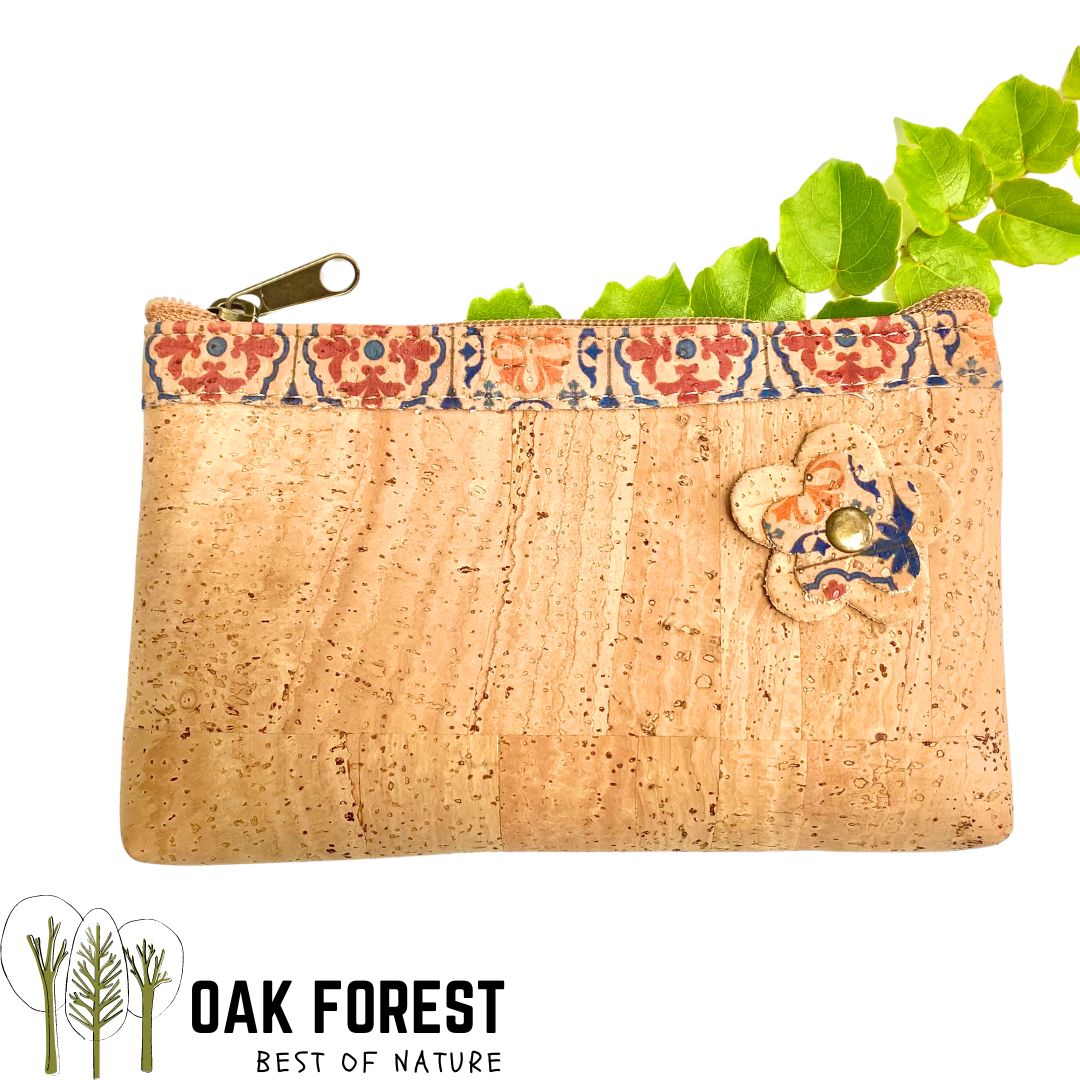 pochette liege - pochette liège - trousse liege vegan - trousse vegan cuir végétal - trousse mandala naturelle - trousse en liège - trousse cuir Vegan - pochette vegan liege - AZULES PORTUGAIS