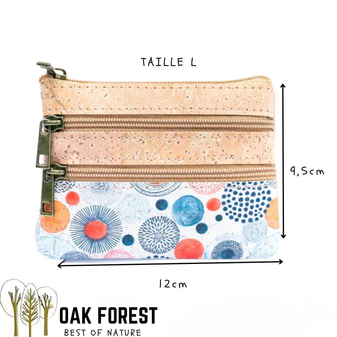 porte monnaie en liège bubble pour femme vegan, taille L dimensions