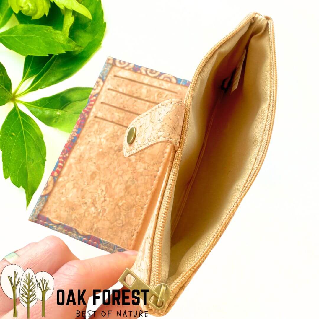 Porte Monnaie dépliant en Liège "Hippie" - Portefeuille vegan