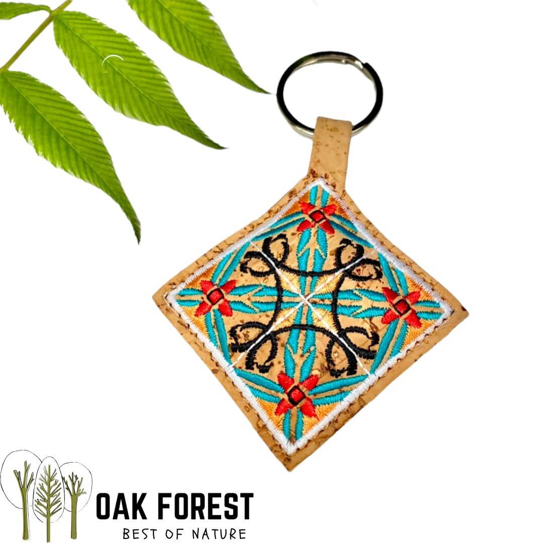 Porte clé en liege vegan "Brodé"