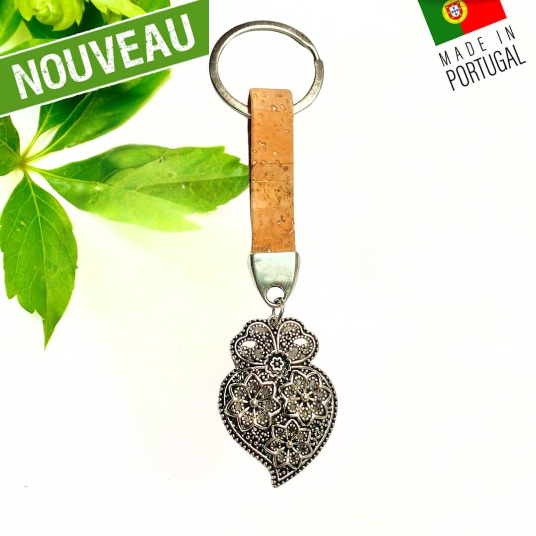 porte-clé en liege coeur du sud - porte clé pas cher - idée cadeau - porte clé original - porte clé portugal
