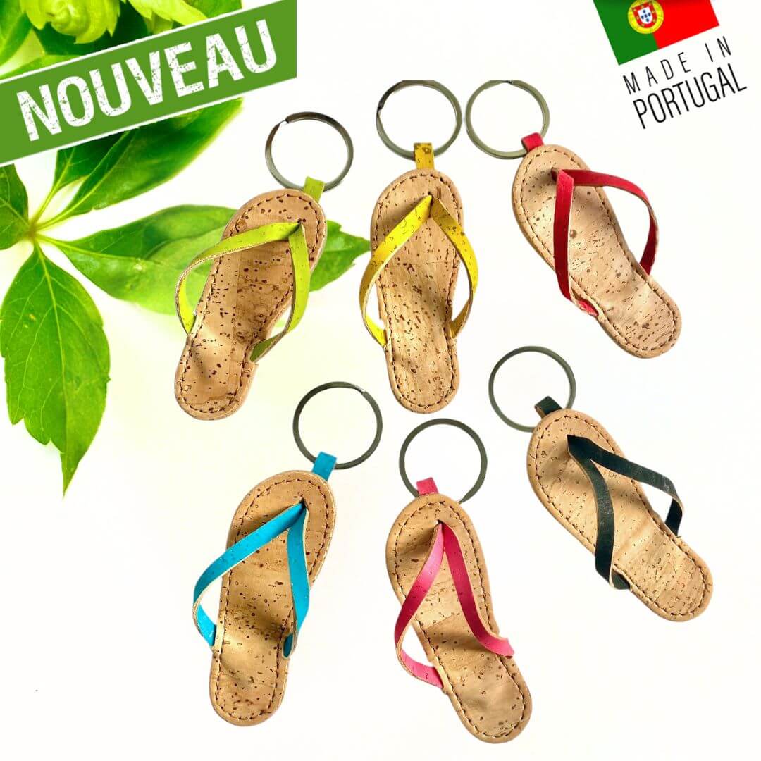 porte clé hawaïana - porte clé liège - fête des mères - fêtes des grands-mères - porte clé Flip flop - coeur rouge - idée cadeau maman - saint Valentin idée cadeau - coeur en liège portugal - porte clé original - preuve d'amour - porte clé tong