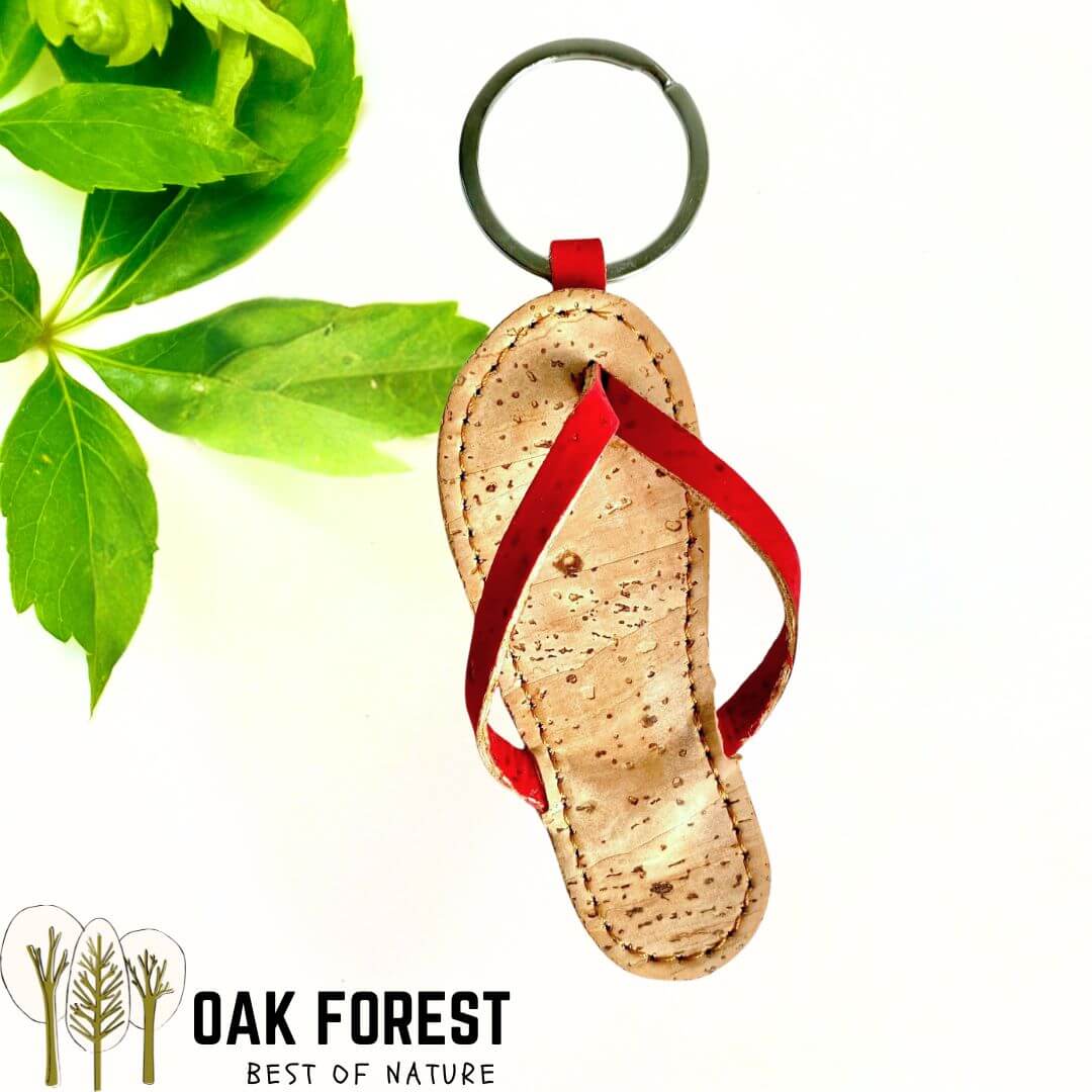 porte clé hawaïana - porte clé liège - fête des mères - fêtes des grands-mères - porte clé Flip flop - coeur rouge - idée cadeau maman - saint Valentin idée cadeau - coeur en liège portugal - porte clé original - preuve d'amour - porte clé tong - porte clé vacances