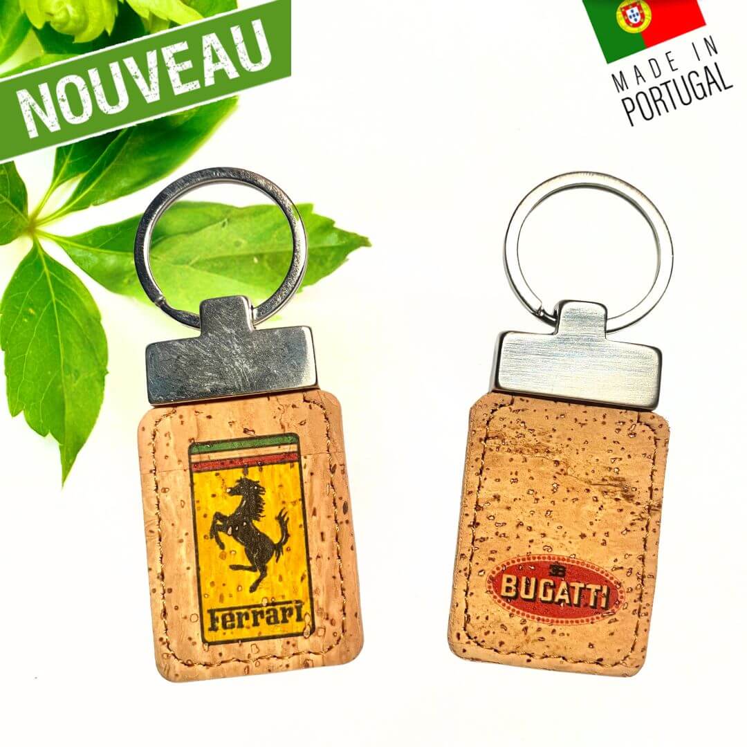 porte-clé portugal - porte-clé liege vegan - porte-clé fleurs - porte clés voiture - Ferrari - Bugatti - Porte clé Ferrari - accessoires Ferrari - Formule 1
