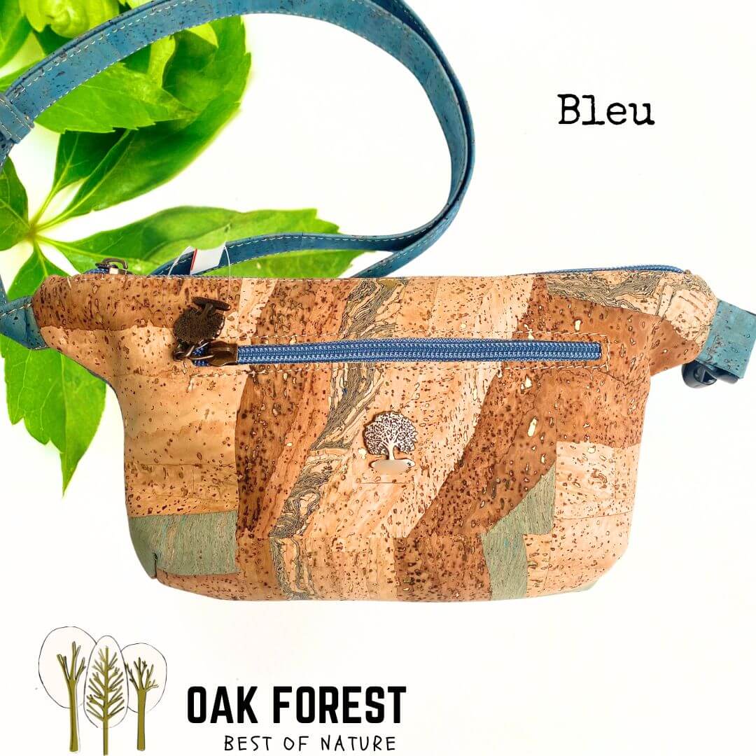 Sac Banane en liege "Zebra Marron, Kaki ou Bleu" - sac liège