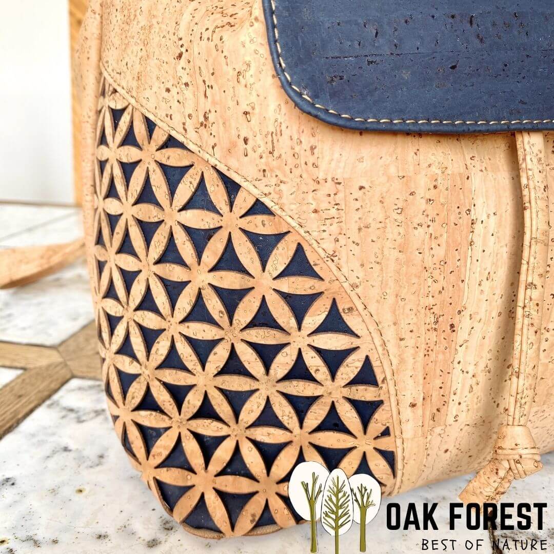 sac liège artisanal motif géométrique naturel femme vegan