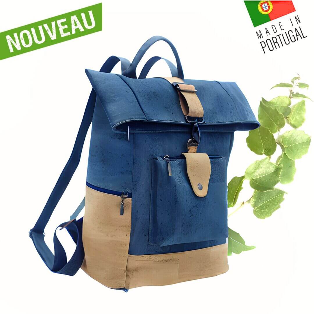 Sac à dos artisanal en liège "Bleu Marine" - Sac à dos Vegan