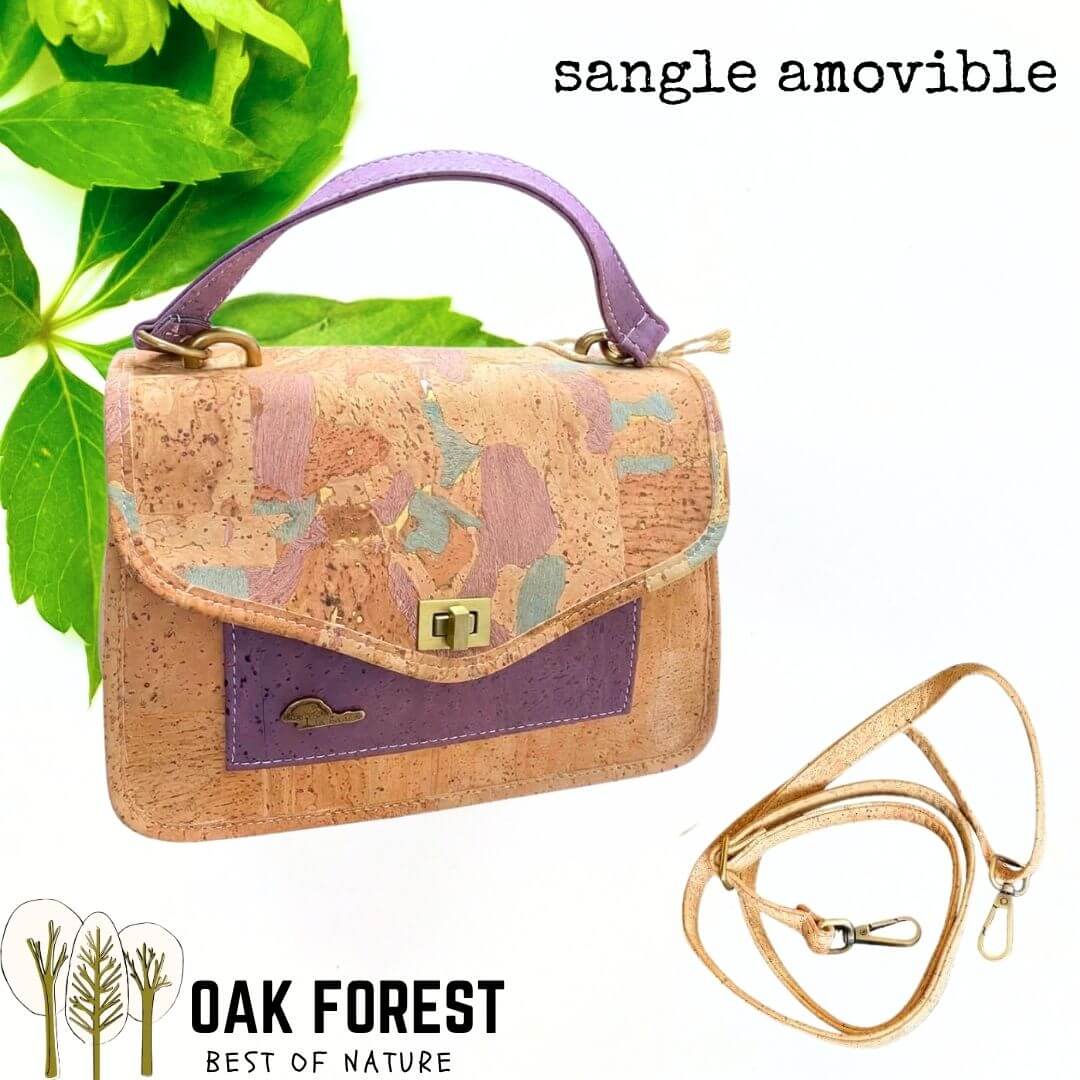 Sangle bandoulière amovible en liège naturel avec mousquetons